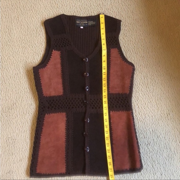 Vintage Leather and Knit Button Vest - Picture 4 of 7